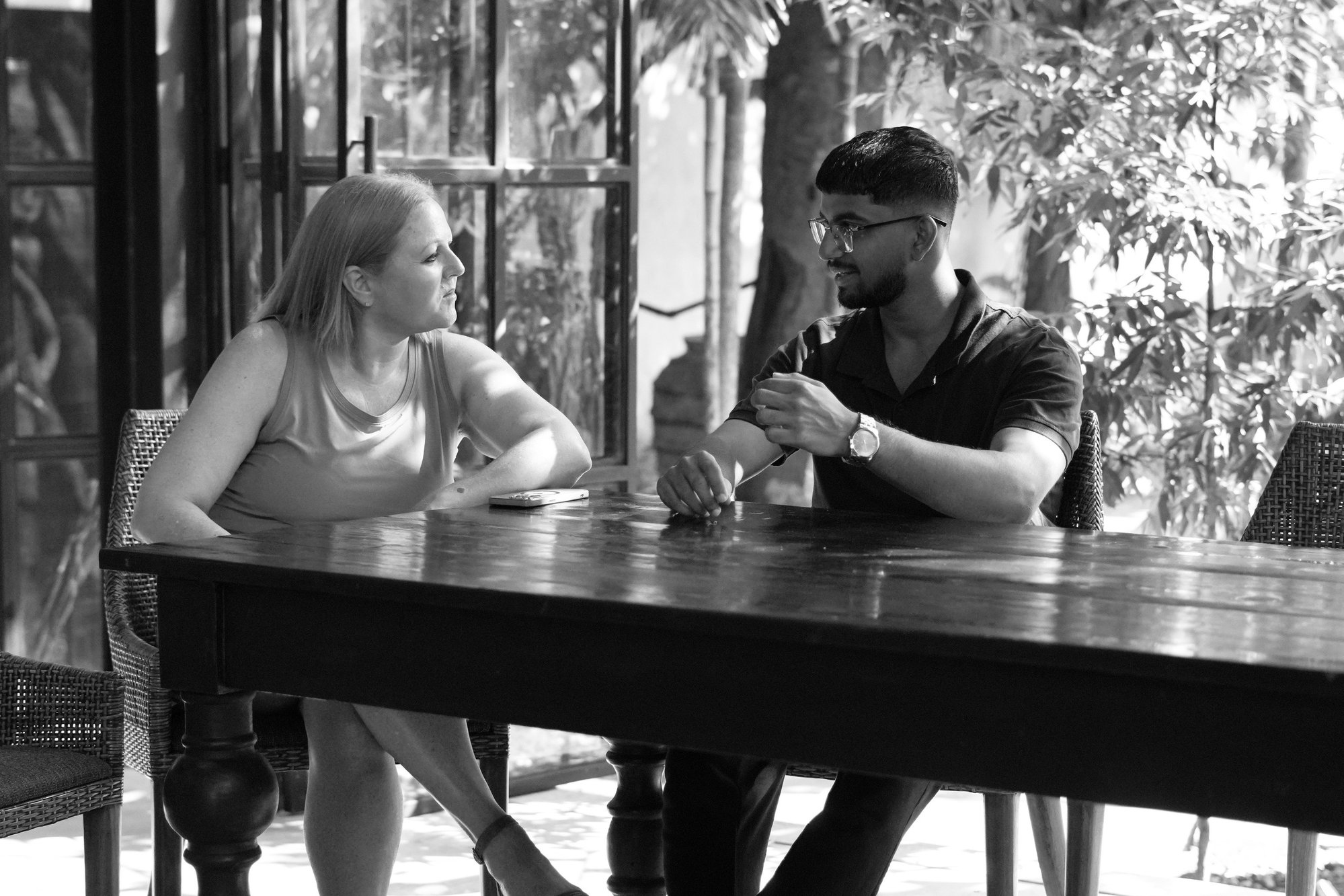 Zoë Walters and Sahil Saudagar at strategy session in Bali